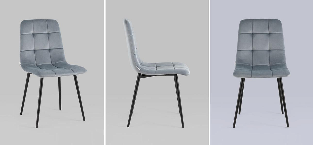 Стул NANCY Chair Серо-Голубой Велюр Стул NANCY Chair Серо-Голубой Велюр - Loft-Concept в Самаре