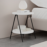 Стол приставной с 2-мя круглыми белыми столешницами ESSEL SIDE TABLE WHITE варинант исполнения - 7 | Loft Concept в Самаре