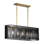 Люстра подвесная овальной формы с металлическим решетчатым абажуром матово-черного цвета и 5 лампами Kichler варинант исполнения - 2 | Loft Concept в Самаре