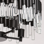 Люстра круглая из матового черного металла с подвесками из прозрачных стеклянных трубок Noir Tubes варинант исполнения - 5 | Loft Concept в Самаре