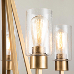 Люстра цвета латунь с 5-ю цилиндрическими плафонами из прозрачного пузырчатого стекла Kichler варинант исполнения - 4 | Loft Concept в Самаре