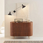 Комод округлой формы с тремя ящиками Walnut and Leather варинант исполнения - 9 | Loft Concept в Самаре
