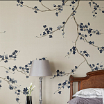 Обои ручная роспись Cherry Tree Original colourway on Stone Ochre dyed silk варинант исполнения - 1 | Loft Concept в Самаре
