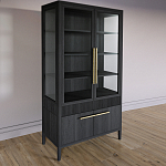 Витрина Primo со стеклянными фасадами и буфетом шпон Черный дуб варинант исполнения - 3 | Loft Concept в Самаре