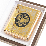 Портсигар на 20 сигарет с гравировкой Герба России в подарочной коробке Metal Cigarettes Cases варинант исполнения - 4 | Loft Concept в Самаре