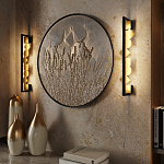 Бра вертикальное черного цвета с золотыми кругами и квадратами Gravyura варинант исполнения - 6 | Loft Concept в Самаре