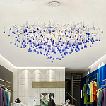 Люстра овальная с синими стеклянными подвесками в форме капель FAIRYTREE Light варинант исполнения - 4 | Loft Concept в Самаре