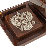 Настольный письменный набор с часами в виде пирамиды из природного камня обсидиана Pyramid of Time варинант исполнения - 3 | Loft Concept в Самаре