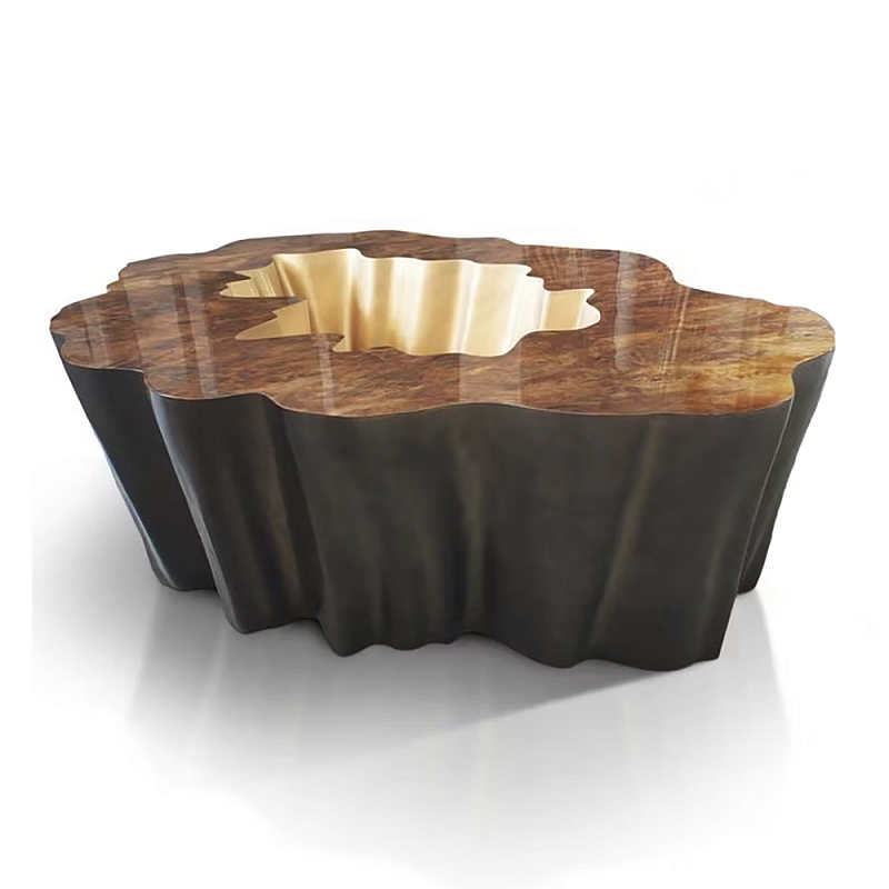 Кофейный стол Burl Exotic tree Coffee Table Black Орех Черный Золотой в Самаре | Loft Concept 