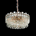 Круглая люстра с хрустальными подвесками на золотистом каркасе Gorgeous Crystal Light варинант исполнения - 6 | Loft Concept в Самаре