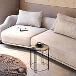 Стол журнальный круглый со столешницей из стекла Gold and Black Marble варинант исполнения - 5 | Loft Concept в Самаре