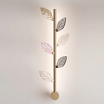 Бра с золотистой вертикальной трубкой и декоративными прозрачными листьями из стекла Sylva  варинант исполнения - 2 | Loft Concept в Самаре