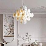 Люстра  с каскадом из круглых декоративных элементов  White Clear Glass Chandelier варинант исполнения - 3 | Loft Concept в Самаре