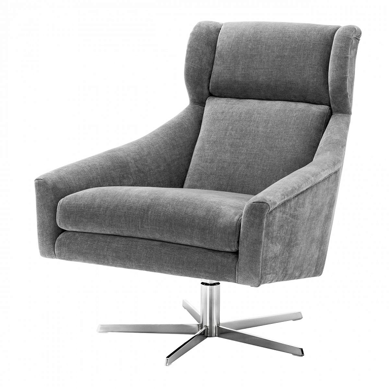Кресло Eichholtz Swivel Chair Nara Никель Серый Кресло Eichholtz Swivel Chair Nara Никель Серый в Самаре | Loft Concept