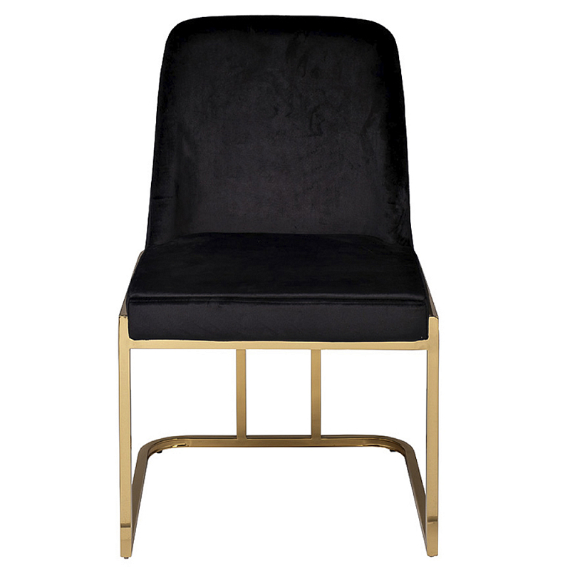 Стул обеденный велюровый черный с золотым каркасом Nobility Черный Золотой в Самаре | Loft Concept 
