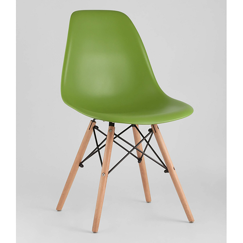 Пластиковый стул на ножках из массива бука Eames Green Зеленый Древесина Пластиковый стул на ножках из массива бука Eames Green Зеленый Древесина в Самаре | Loft Concept