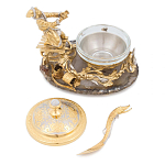 Икорница с декором "Емеля" с гравировкой на подставке из натурального камня Агат Decorative Cavair Dishes варинант исполнения - 2 | Loft Concept в Самаре