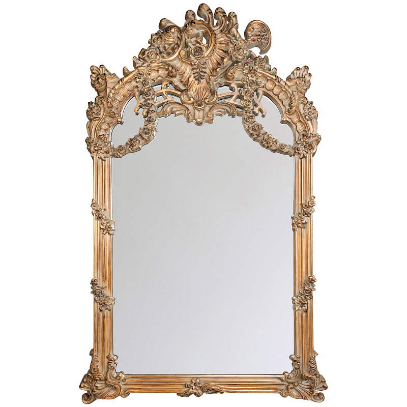 Зеркало настенное в ажурной раме с эффектом старины Classic Ornament Mirror Светло-коричневый  в Самаре | Loft Concept 