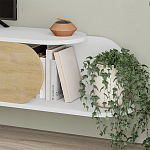 ТВ-тумба подвесная белая с полкой и откидной дверцей цвета древесины TONE TV STAND WHITE варинант исполнения - 4 | Loft Concept в Самаре