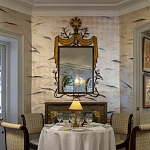 Обои ручная роспись Fishes Blue Pearl on Tarnished Silver gilded silk with pearlescent antiquing варинант исполнения - 6 | Loft Concept в Самаре