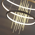 Люстра подвесная с 3-мя круглыми подвесами в черном и золотистом цвете и вертикальными подвесками Ring Horizontal варинант исполнения - 3 | Loft Concept в Самаре