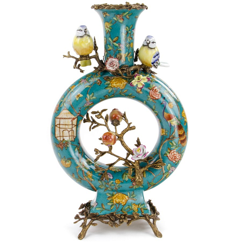 Фарфоровая ваза Vase with Hole Бирюзовый Бронза Фарфоровая ваза Vase with Hole Бирюзовый Бронза в Самаре | Loft Concept
