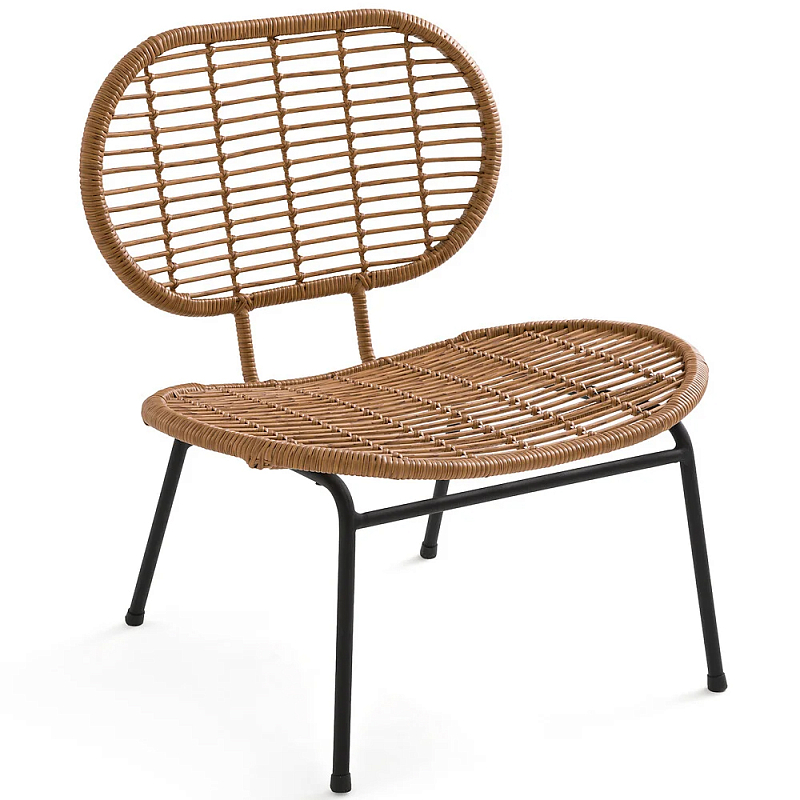 Садовое кресло из искусственного ротанга Mills Rattan Wicker Chair Коричневый Черный в Самаре | Loft Concept 