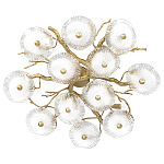 Потолочная люстра круглая ветвистыми бронзовыми элементами и стеклянными рифлеными дисками Textured Glass Chandelier варинант исполнения - 1 | Loft Concept в Самаре