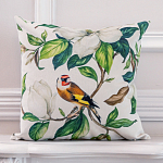 Декоративная подушка бежевая с изображением птица в саду Blooming Birds варинант исполнения - 2 | Loft Concept в Самаре