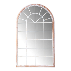Зеркало-окно настенное в венецианском стиле с деревянной рамой бежевого цвета Venetian Smooth