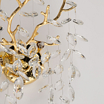 Бра золотого цвета с декоративными ветвями и прозрачными подвесками в форме листьев Droplet Chandelier варинант исполнения - 6 | Loft Concept в Самаре