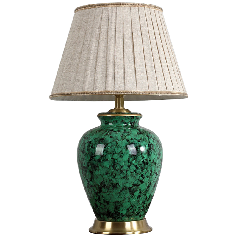 Настольная лампа с абажуром Beige Green Malachite Lampshade Зеленый Золотой Серый Настольная лампа с абажуром Beige Green Malachite Lampshade Зеленый Золотой Серый в Самаре | Loft Concept