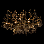 Потолочная люстра в виде ветвей деревьев золотого цвета с прозрачными подвесками-каплями Droplet Chandelier варинант исполнения - 4 | Loft Concept в Самаре