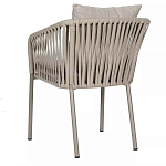 Стул серо-бежевый с декоративным плетением на спинке и подлокотниках Chair Weave варинант исполнения - 5 | Loft Concept в Самаре