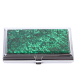 Визитница карманная металлическая с накладкой из натурального камня Малахит Stone Business Card Holders  варинант исполнения - 1 | Loft Concept в Самаре