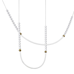 Подвесной светильник с 3-мя изогнутыми плафонами и белыми декоративными шариками PEARLS Suspension варинант исполнения - 1 | Loft Concept в Самаре