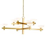 Люстра золотая с 8-ю молочными плафонами в виде чаши Tiers of Clear Lines варинант исполнения - 1 | Loft Concept в Самаре