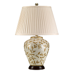 Настольная лампа с фарфоровым основанием бежевого цвета с рисунком и плиссированным абажуром на темной подставке Elstead Lighting варинант исполнения - 6 | Loft Concept в Самаре