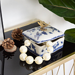 Фарфоровая шкатулка с бронзовой стрекозой Blue and White варинант исполнения - 7 | Loft Concept в Самаре