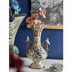 Ваза белого цвета из фарфора с цветочным рисунком и бронзовыми ручками с фигурками птиц Eden Garden porcelain and bronze варинант исполнения - 2 | Loft Concept в Самаре