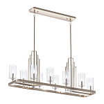 Люстра прямоугольная цвета латунь с прозрачными рифлеными цилиндрическими плафонами Kichler варинант исполнения - 11 | Loft Concept в Самаре