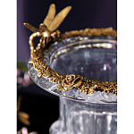 Ваза из прозрачного стекла на бронзовой подставке с ободком и ручками в виде стрекоз Eden Garden варинант исполнения - 5 | Loft Concept в Самаре