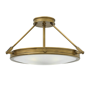 Потолочный светильник цвета латунь с плоским круглым плафоном Hinkley