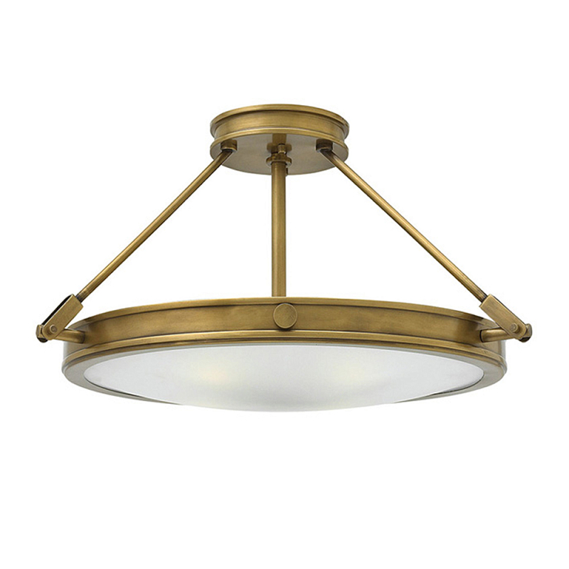 Потолочный светильник цвета латунь с плоским круглым плафоном Hinkley Латунь Белый в Самаре | Loft Concept 