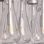 Люстра с 7-ю прозрачными плафонами из стекла в форме капли на круглом потолочном основании цвета хром Lucid Rain  варинант исполнения - 9 | Loft Concept в Самаре