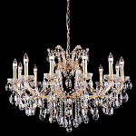 Люстра подвесная с 12-ю лампочками и прозрачными хрустальными подвесками на основании золотого цвета Crystal lamps варинант исполнения - 1 | Loft Concept в Самаре