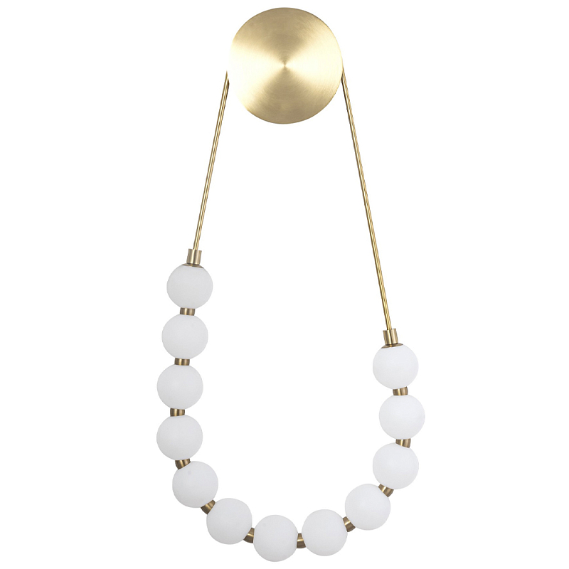 Настенный светильник с плафонами в виде шаров из акрила Pearls Suspension Brass Wall Lamp Латунь Белый Настенный светильник с плафонами в виде шаров из акрила Pearls Suspension Brass Wall Lamp Латунь Белый в Самаре | Loft Concept