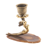 Подсвечник из натурального камня агат светло-коричневый Stone Candlestick варинант исполнения - 3 | Loft Concept в Самаре