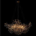 Подвесная люстра в виде ветвей деревьев золотого цвета с прозрачными подвесками-каплями 10 и 14 ламп Droplet Chandelier варинант исполнения - 2 | Loft Concept в Самаре