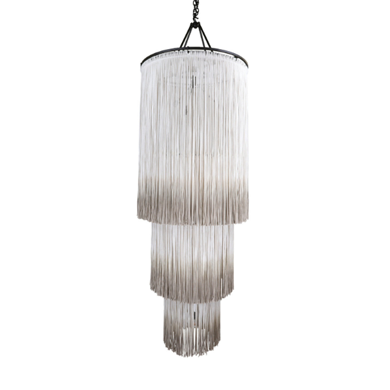 Люстра круглая трехъярусная из бахромы Milk Gradient Braided Fringe Молочный Люстра круглая трехъярусная из бахромы Milk Gradient Braided Fringe Молочный в Самаре | Loft Concept